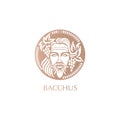 Man face logo with grape berries and leaves. Bacchus or Dionysus. A style for winemakers or brewers