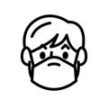 Man face with mask, To reduce the spread of germs, viruses and bacteria. icon vector in trendy flat style isolated