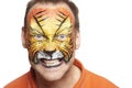 Man with face painting tiger Royalty Free Stock Photo