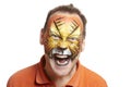 Man with face painting tiger Royalty Free Stock Photo