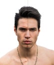 Man Face with Pimple and Flawless Sides on White Royalty Free Stock Photo