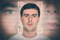 Man face recognition - biometric verification concept