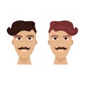 Man Face With Stylish Hairstyle And Mustache Guy Hipster Isolated Icon