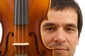 Man face with violin detail Royalty Free Stock Photo