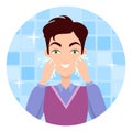 Man Face Wash. Washing, Shaving, Moisturizing Royalty Free Stock Photo