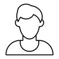 Man faceless avatar thin line icon. Default profile vector illustration isolated on white. Male portrait outline style