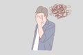 Man facepalm concept for stress, anxiety, uneasiness, confusion vector