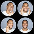 man facial care skincare collage african set of 4