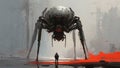 Facing the giant spider robot Royalty Free Stock Photo