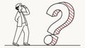 Man Facing Large Question Mark Confusion Doubt Inquiry, vector design Generative AI Royalty Free Stock Photo