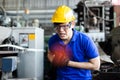 Man factory worker having a heart attack. Royalty Free Stock Photo