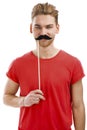 Man with a fake moustache Royalty Free Stock Photo