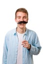 Man with fake mustaches