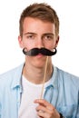 Man with fake mustaches Royalty Free Stock Photo