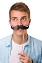 Man with fake mustaches Royalty Free Stock Photo
