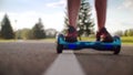 Man fall from self balance hoverboard. Man crash on electric gyro scooter