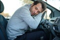 Man falling asleep in car after long hour drive Royalty Free Stock Photo