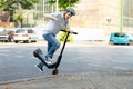 Man Falling From E-Scooter Royalty Free Stock Photo