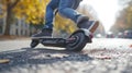 Man falling off an electric scooter Royalty Free Stock Photo