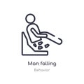 man falling outline icon. isolated line vector illustration from behavior collection. editable thin stroke man falling icon on
