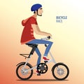 Man on fashionable folding bike Royalty Free Stock Photo