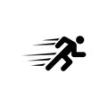 Man Fast Run, Running Sprinter, Athlete. Flat Vector Icon illustration. Simple black symbol on white background. Man