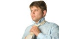 The man fastening necktie Royalty Free Stock Photo