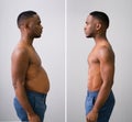 Man Before And After From Fat To Slim Concept Royalty Free Stock Photo