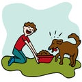 Man Feeding Dog Food Royalty Free Stock Photo