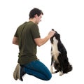 Man feeding dog Royalty Free Stock Photo