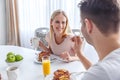 man feeding his girlfriend Royalty Free Stock Photo