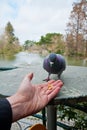 Man feeding a pigeon Royalty Free Stock Photo