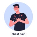 Man feel chest pain. Heart attack or symptoms of heart disease. Royalty Free Stock Photo