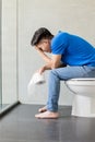 Man feel pain with constipation Royalty Free Stock Photo