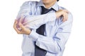 Man feels elbow bone pain from accident Royalty Free Stock Photo