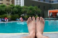 Man feet at swimming pool Royalty Free Stock Photo