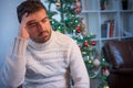 Man felling depressed and lonely during the christmas Royalty Free Stock Photo