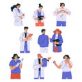 Man and Female Doctor Character as Professional Hospital Worker Vector Illustration Set Royalty Free Stock Photo