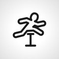 Man figure jumping over obstacles pictogram line icon. Man figure jumping over obstacles linear outline icon
