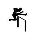 Man figure runing over obstacle icon. jumping over obstacle simple isolated icon