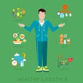 Man figure slim healthy lifestyle vector infographics