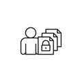 Man, file, blocked icon. Simple line, outline vector of confidential information icons for ui and ux, website or mobile