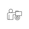 Man, file, blocked icon. Simple line, outline vector of confidential information icons for ui and ux, website or mobile