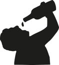 Man filled beer in himself silhouette