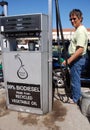 Man filling tank with biodiesel fuel