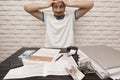 Man during filling Tax Forms Royalty Free Stock Photo