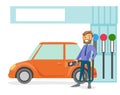 Man filling up fuel into the car at a gas station. Royalty Free Stock Photo