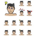 Man find idea, set emoticon boys character cartoon Royalty Free Stock Photo