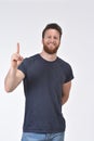 Man with finger in the shape of number one Royalty Free Stock Photo