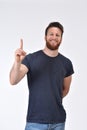 Man with finger in the shape of number one Royalty Free Stock Photo